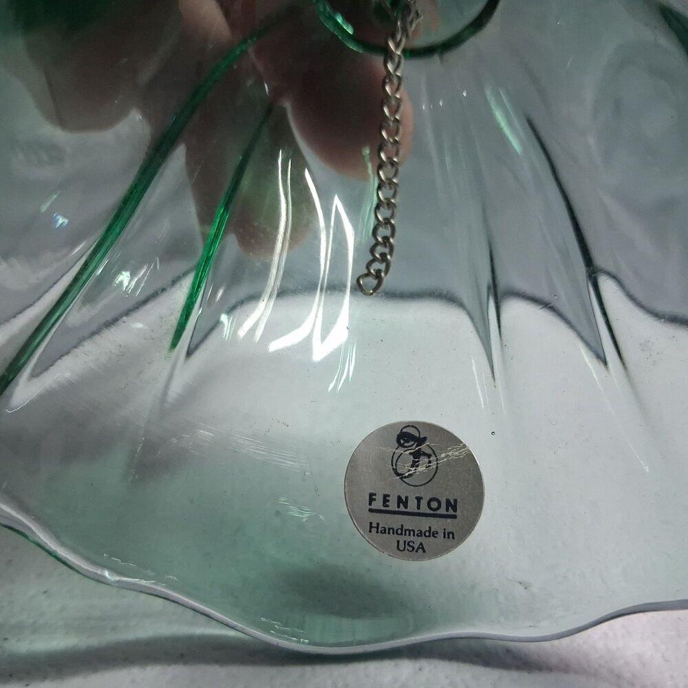 Fenton Glass 6 3/4" Turquoise Green Bell Middong The Bell Part - Picture 3 of 3